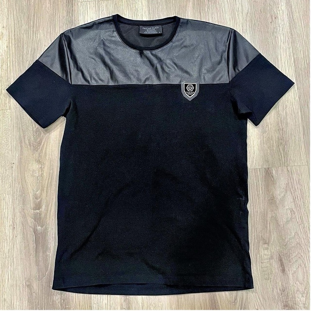 Philipp Plein Black and Gray Short Sleeve Tee